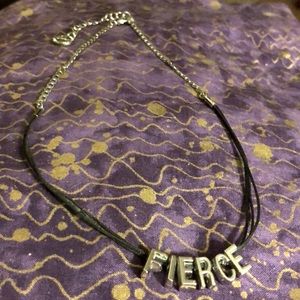 BCBGENERATION Fierce Necklace, Silver Tone and Black Cord